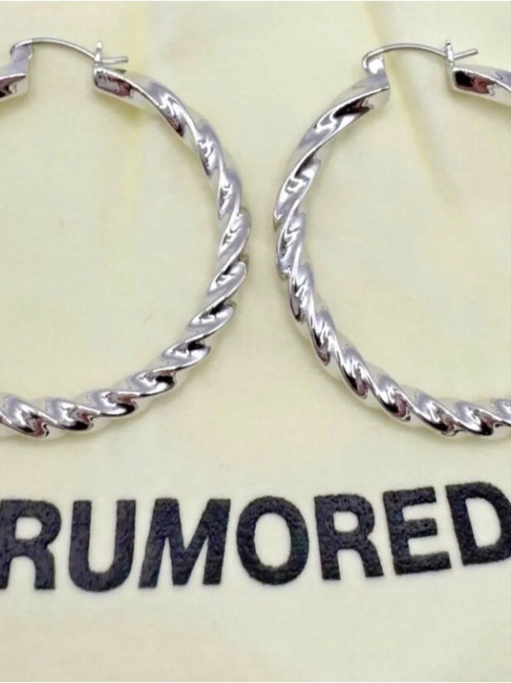 Rumored Cher silver Textured Twist Hoop Earrings - Picture 2 of 4
